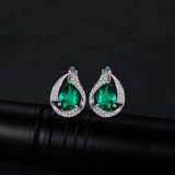 Emerald Green Teardrop Hoop Earrings – 925 Sterling Silver Elegant Gemstone Earrings for Women