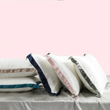 Chroma Chic: White Silk Pillowcase with Colorful Accents