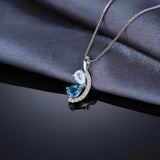 Sky Blue & London Blue Topaz Pendant Necklace – 925 Sterling Silver Teardrop Gemstone Necklace for Women