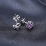Square Cut Purple Alexandrite Stud Earrings – 925 Sterling Silver Color - Changing Gemstone Jewelry for Women - Julie bags