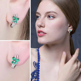 Butterfly Emerald Hoop Earrings – 925 Sterling Silver, Elegant Green Gemstone for Women - Julie bags