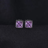 Square Cut Purple Alexandrite Stud Earrings – 925 Sterling Silver Color - Changing Gemstone Jewelry for Women - Julie bags