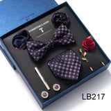 Silk Tie Set with Cufflinks & Pocket Square - Necktie Gift Box