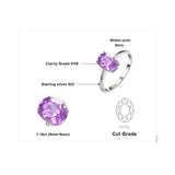 Oval Amethyst Gemstone Ring – 925 Sterling Silver Dainty Gold Plated Ring for Women