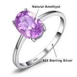 Oval Amethyst Gemstone Ring – 925 Sterling Silver Dainty Gold Plated Ring for Women
