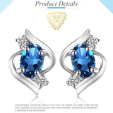 London Blue Topaz Oval Stud Earrings – 925 Sterling Silver Elegant Gemstone Earrings for Women - Julie bags