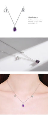 Scorpio Zodiac Charm Necklace – Rainbow Zirconia 925 Sterling Silver Birthstone Pendant for Women - Julie bags