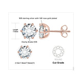 Moissanite Stud Earrings – D Color 925 Sterling Silver Classic Solitaire Earrings for Women