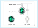 Oval Blue Sapphire Halo Pendant Necklace – 925 Sterling Silver Vintage Royal Style Necklace for Women