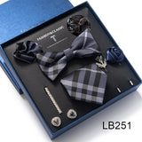 Silk Tie Set with Cufflinks & Pocket Square - Necktie Gift Box