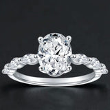 Oval Cut Moissanite Engagement Ring – 925 Sterling Silver 18K White Gold Plated Promise Ring for Women - Julie bags