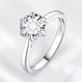 Round Cut Moissanite Solitaire Ring – 925 Sterling Silver Dainty Engagement Ring for Women - Julie bags