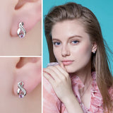 Infinity Amethyst Stud Earrings – 925 Sterling Silver Purple Gemstone Earrings for Women