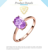 Oval Amethyst Gemstone Ring – 925 Sterling Silver Dainty Gold Plated Ring for Women