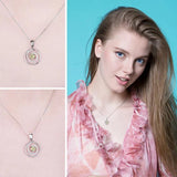 Peridot Circle Pendant Necklace – 925 Sterling Silver Double Halo Gemstone Necklace for Women - Julie bags