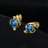 London Blue Topaz Oval Stud Earrings – 925 Sterling Silver Elegant Gemstone Earrings for Women - Julie bags