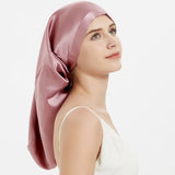 100% Mulberry Silk Bonnet for Sleeping – Long Adjustable Hair Cap