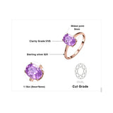 Oval Amethyst Gemstone Ring – 925 Sterling Silver Dainty Gold Plated Ring for Women