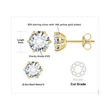 Moissanite Stud Earrings – D Color 925 Sterling Silver Classic Solitaire Earrings for Women