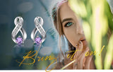 Infinity Amethyst Stud Earrings – 925 Sterling Silver Purple Gemstone Earrings for Women