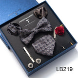 Silk Tie Set with Cufflinks & Pocket Square - Necktie Gift Box