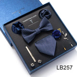 Silk Tie Set with Cufflinks & Pocket Square - Necktie Gift Box