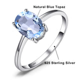 Oval Amethyst Gemstone Ring – 925 Sterling Silver Dainty Gold Plated Ring for Women