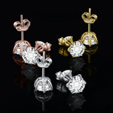 Moissanite Stud Earrings – D Color 925 Sterling Silver Classic Solitaire Earrings for Women