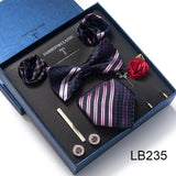 Silk Tie Set with Cufflinks & Pocket Square - Necktie Gift Box