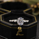 Oval Cut Moissanite Engagement Ring – 925 Sterling Silver 18K White Gold Plated Promise Ring for Women - Julie bags
