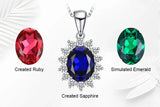 Oval Blue Sapphire Halo Pendant Necklace – 925 Sterling Silver Vintage Royal Style Necklace for Women