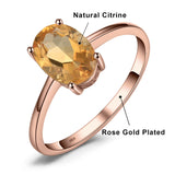 Oval Amethyst Gemstone Ring – 925 Sterling Silver Dainty Gold Plated Ring for Women