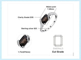 Smoky Quartz Emerald Cut Ring – 925 Sterling Silver for Women - Julie bags