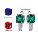 Green Emerald Cushion Cut Huggie Earrings – 925 Sterling Silver Gemstone Hoop Earrings for Women - Julie bags