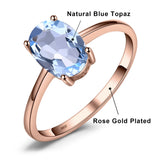 Oval Amethyst Gemstone Ring – 925 Sterling Silver Dainty Gold Plated Ring for Women