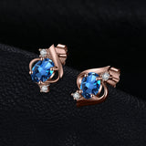 London Blue Topaz Oval Stud Earrings – 925 Sterling Silver Elegant Gemstone Earrings for Women - Julie bags