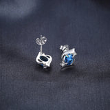 London Blue Topaz Oval Stud Earrings – 925 Sterling Silver Elegant Gemstone Earrings for Women - Julie bags
