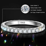 D Color Moissanite Eternity Ring – 925 Sterling Silver 18K White Gold Plated Wedding Band for Women - Julie bags