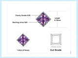 Square Cut Purple Alexandrite Stud Earrings – 925 Sterling Silver Color - Changing Gemstone Jewelry for Women - Julie bags