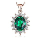Oval Blue Sapphire Halo Pendant Necklace – 925 Sterling Silver Vintage Royal Style Necklace for Women