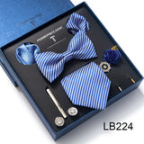 Silk Tie Set with Cufflinks & Pocket Square - Necktie Gift Box