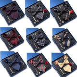Silk Tie Set with Cufflinks & Pocket Square - Necktie Gift Box