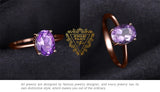 Oval Amethyst Gemstone Ring – 925 Sterling Silver Dainty Gold Plated Ring for Women