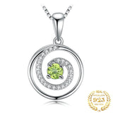 Peridot Circle Pendant Necklace – 925 Sterling Silver Double Halo Gemstone Necklace for Women - Julie bags