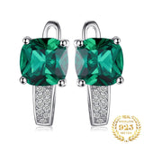 Green Emerald Cushion Cut Huggie Earrings – 925 Sterling Silver Gemstone Hoop Earrings for Women - Julie bags