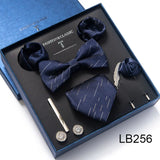 Silk Tie Set with Cufflinks & Pocket Square - Necktie Gift Box