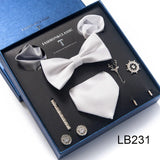 Silk Tie Set with Cufflinks & Pocket Square - Necktie Gift Box