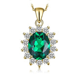 Oval Blue Sapphire Halo Pendant Necklace – 925 Sterling Silver Vintage Royal Style Necklace for Women