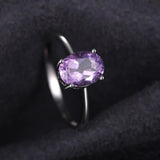 Oval Amethyst Gemstone Ring – 925 Sterling Silver Dainty Gold Plated Ring for Women