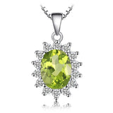 Oval Blue Sapphire Halo Pendant Necklace – 925 Sterling Silver Vintage Royal Style Necklace for Women